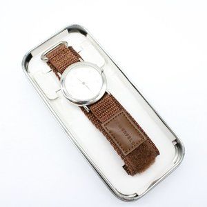 Vintage Lagerfeld Watch Unisex Casual Designer Silver Tone Brown Knit Band New